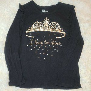 Girl's Epic Trends "I Love to Shine" Sparkle Crown Long Sleeved Black Tshirt...